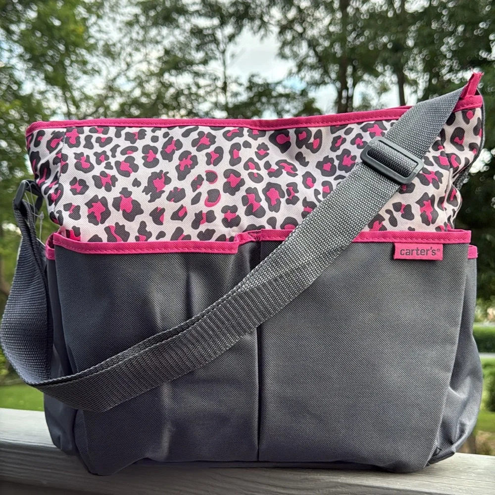 Carter's Leopard Print Baby Diaper & Travel Bag (Pink & Gray)(New With Tags)